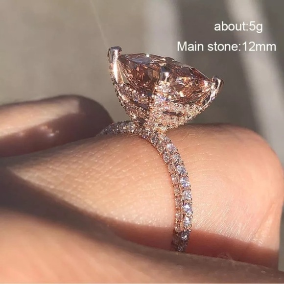 ¥ New 6 Carat 18K Rose Gold Morganite Ring - Picture 3 of 8